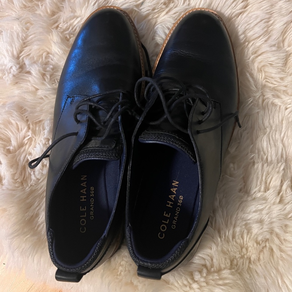 Cole Haan Mens Size 10 Black Leather Dress Shoes Grand 360